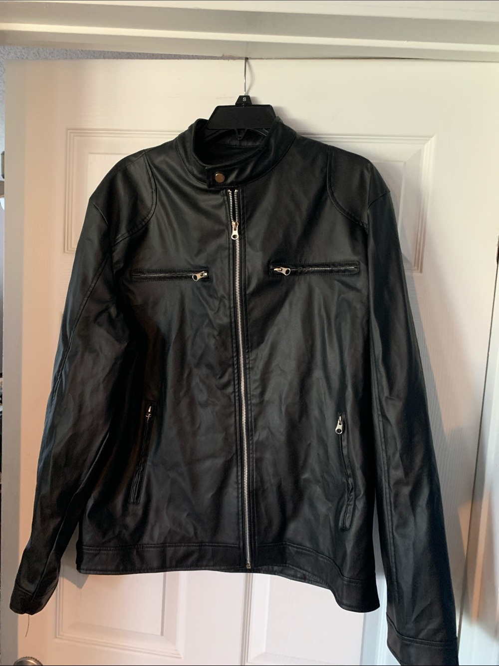 Classic Black Zip-Front Faux Leather Jacket
